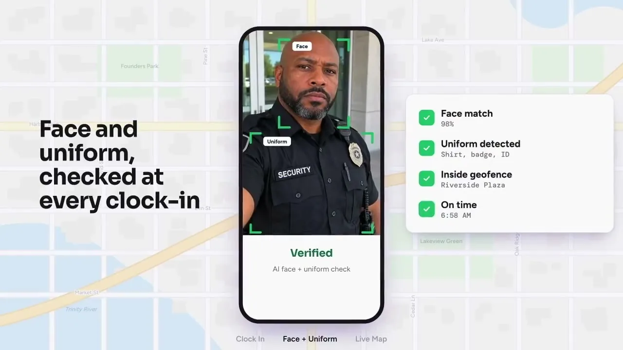 Guardix clock-in verification product interface