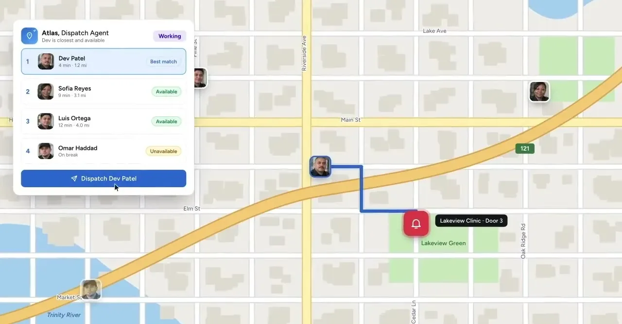 Live dispatch: an example screen