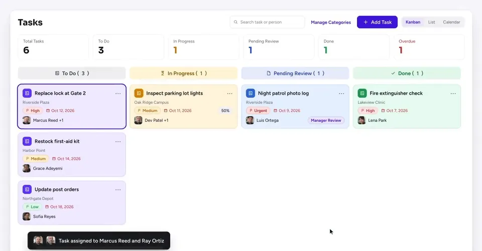 Task management: Create