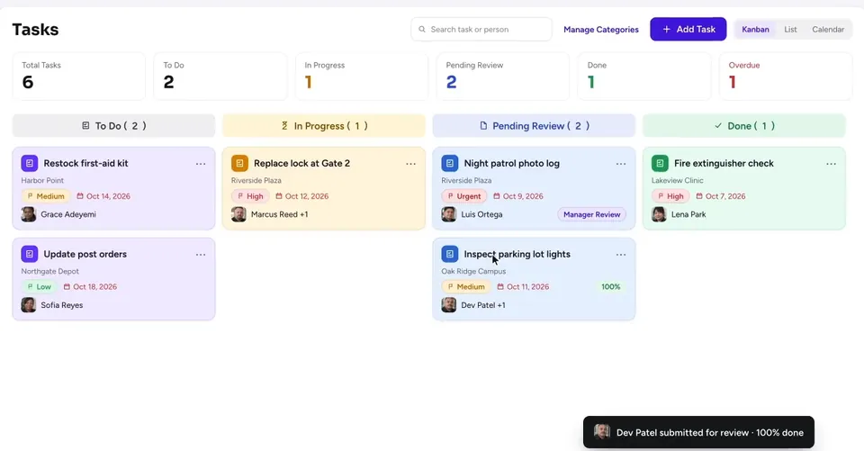 Task management: Drag & drop