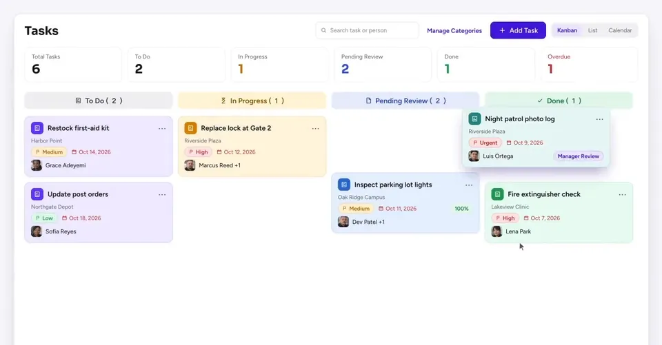 Task management: Approve